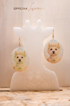 WHITE TERRIER FLOWER - Orecchini White Terrier in Plexiglass e Acciaio oro
