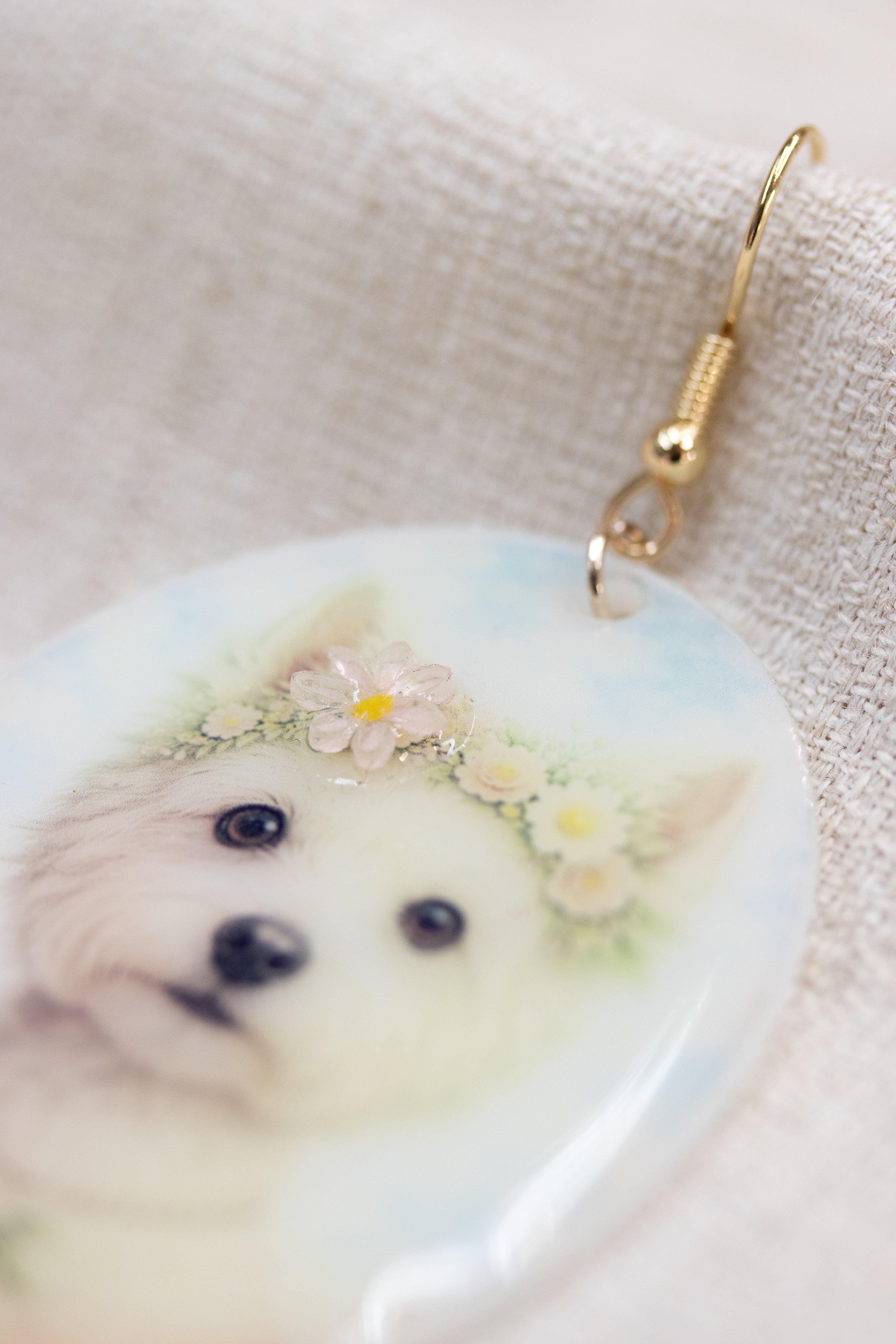 WHITE TERRIER FLOWER - Orecchini White Terrier in Plexiglass e Acciaio oro