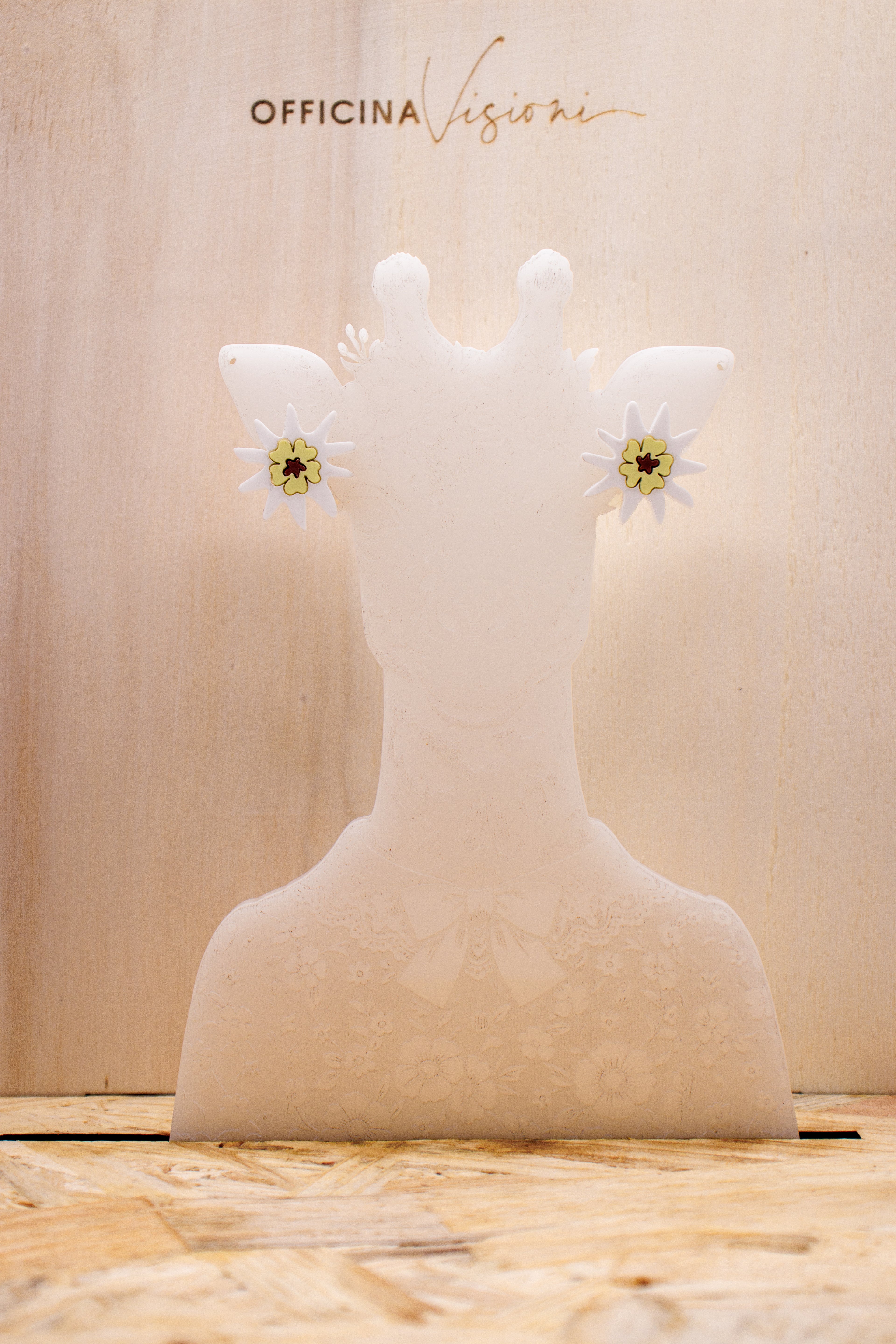 FORGET-ME-NOT HEART - Orecchini cuor di fiore in Plexiglass e in acciaio inossidabile