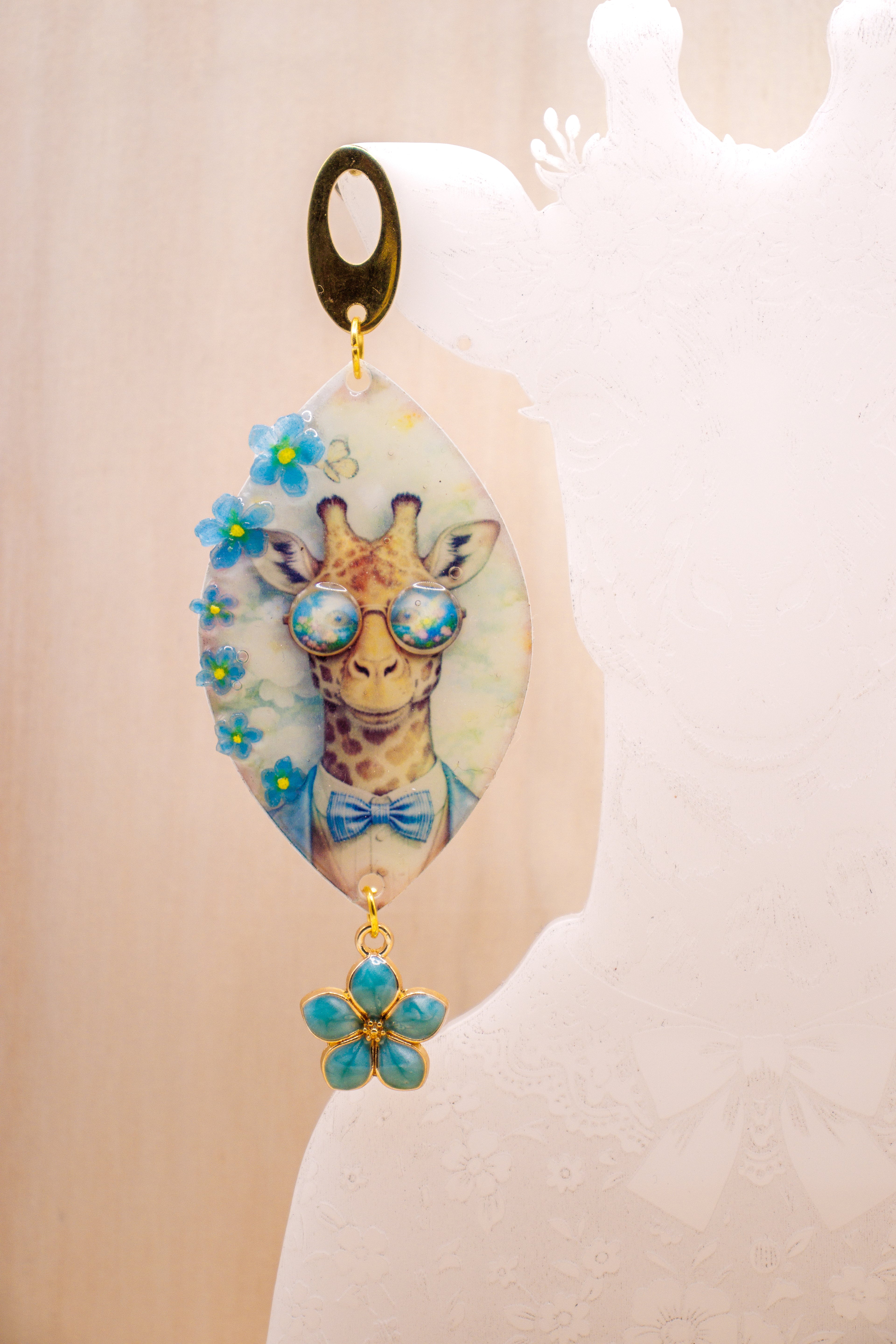 GIRAFFE FLOWER - Orecchini Giraffa in Plexiglass e Acciaio