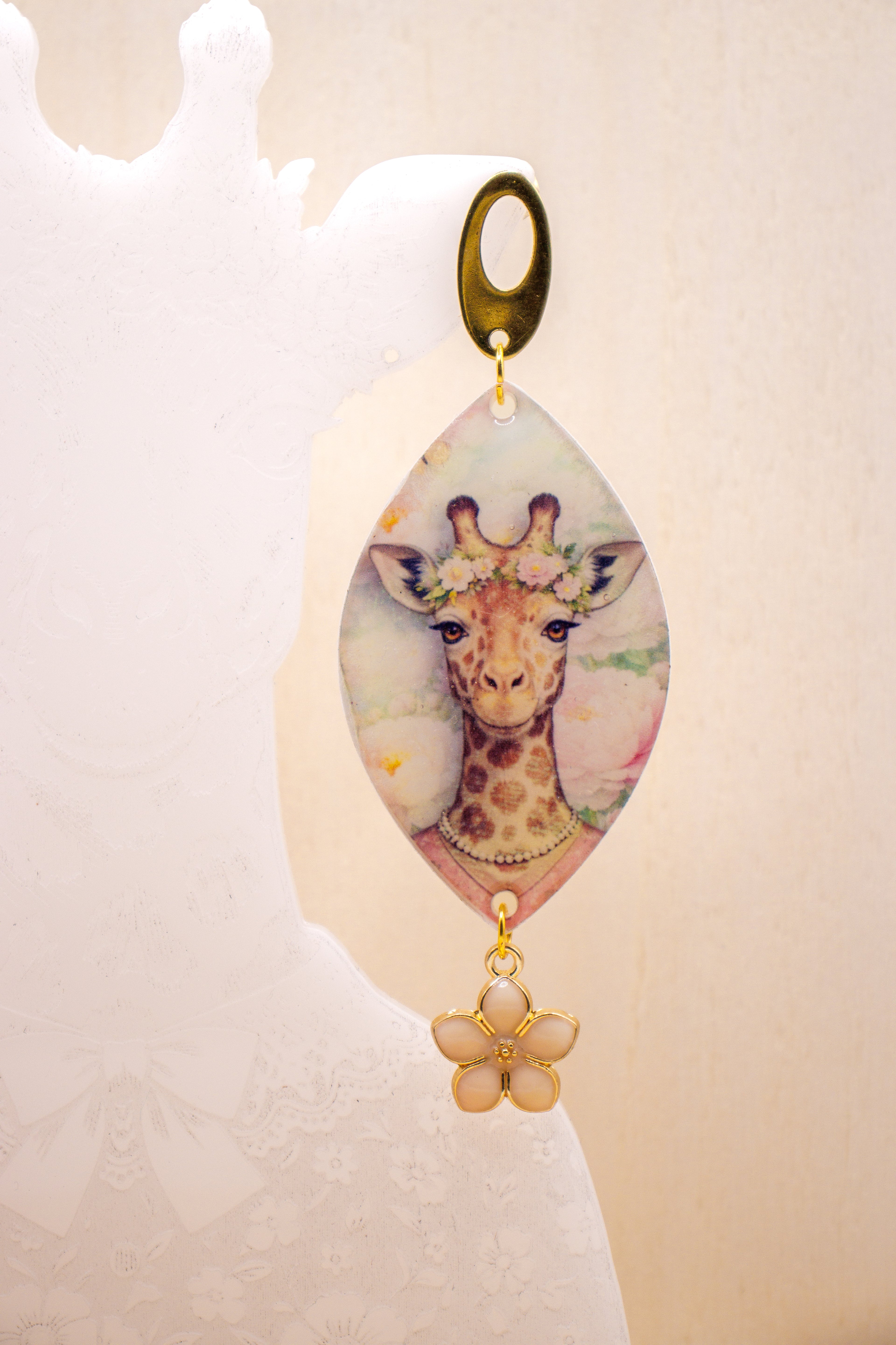 GIRAFFE FLOWER - Orecchini Giraffa in Plexiglass e Acciaio