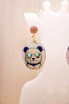 PANDA FLOWER - Orecchini Panda in Plexiglass e Acciaio oro