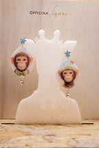 STAR MONKEY - Orecchini Scimmia in Plexiglass con stella in Acciaio argento