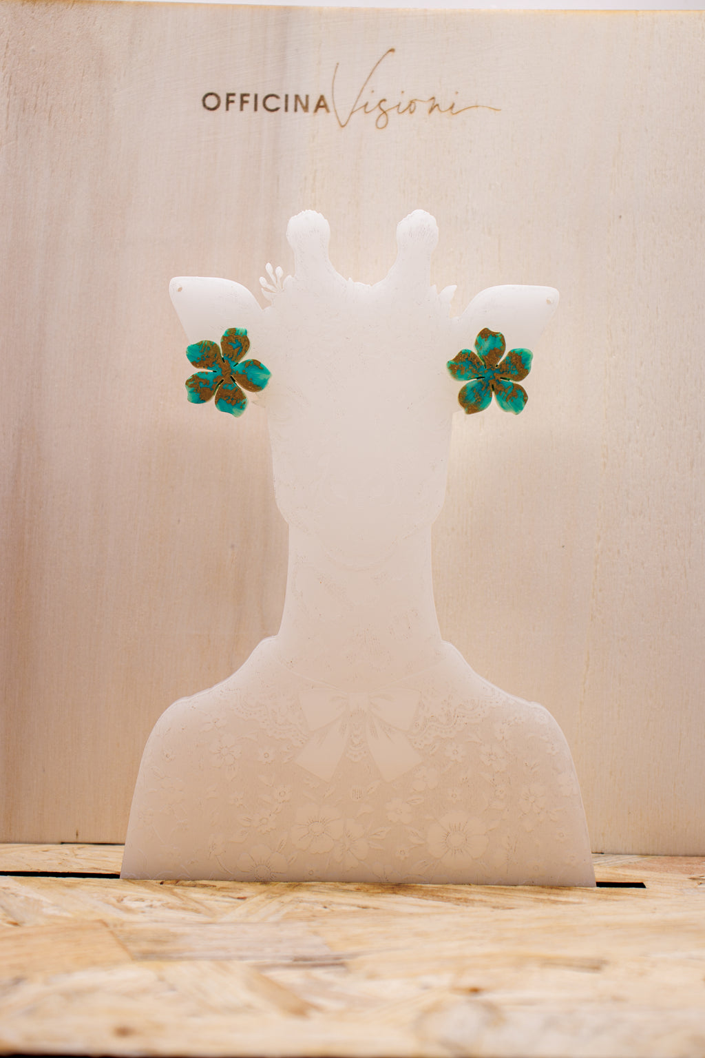 MINI FLOWER GOLD - Orecchini Fiorellino in Plexiglass tiffany e oro con accessorio in acciaio inossidabile