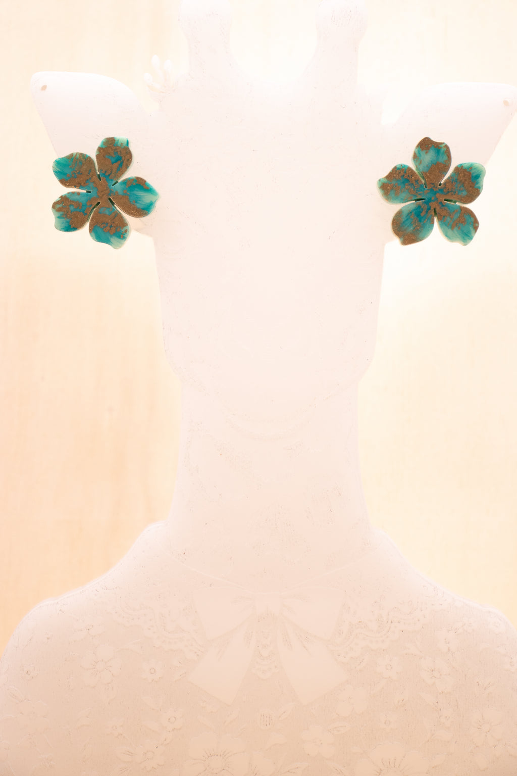 MINI FLOWER GOLD - Orecchini Fiorellino in Plexiglass tiffany e oro con accessorio in acciaio inossidabile
