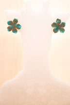 MINI FLOWER GOLD - Orecchini Fiorellino in Plexiglass tiffany e oro con accessorio in acciaio inossidabile