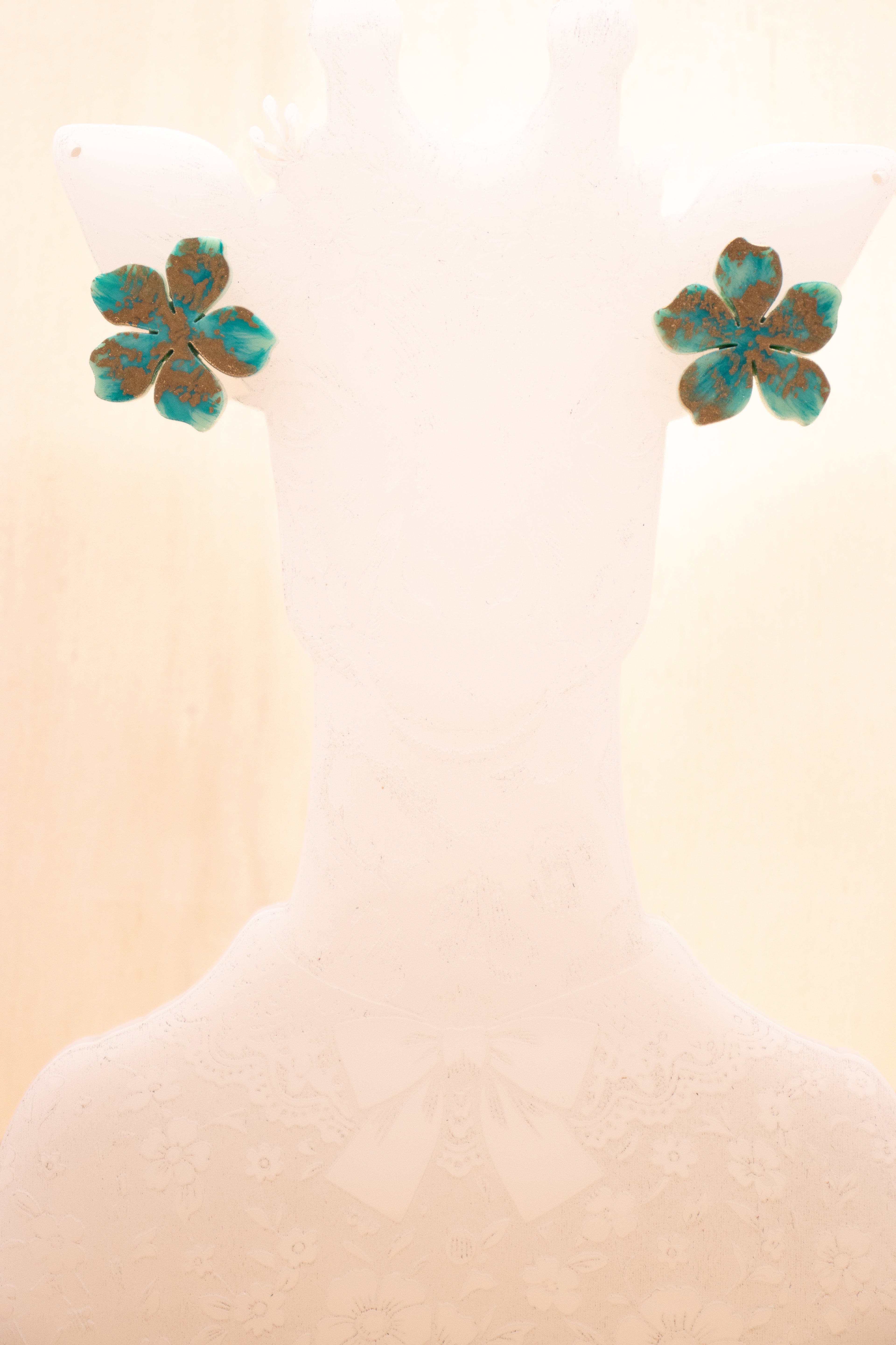 MINI FLOWER GOLD - Orecchini Fiorellino in Plexiglass tiffany e oro con accessorio in acciaio inossidabile