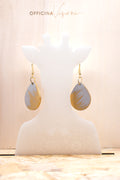 GOLD DROP - Orecchini pendenti a goccia in plexiglass grigio e oro con gancio in acciaio inossidabile