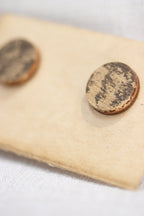 WOOD DOT - Orecchini a lobo tondi in legno e oro con gancio in acciaio inossidabile