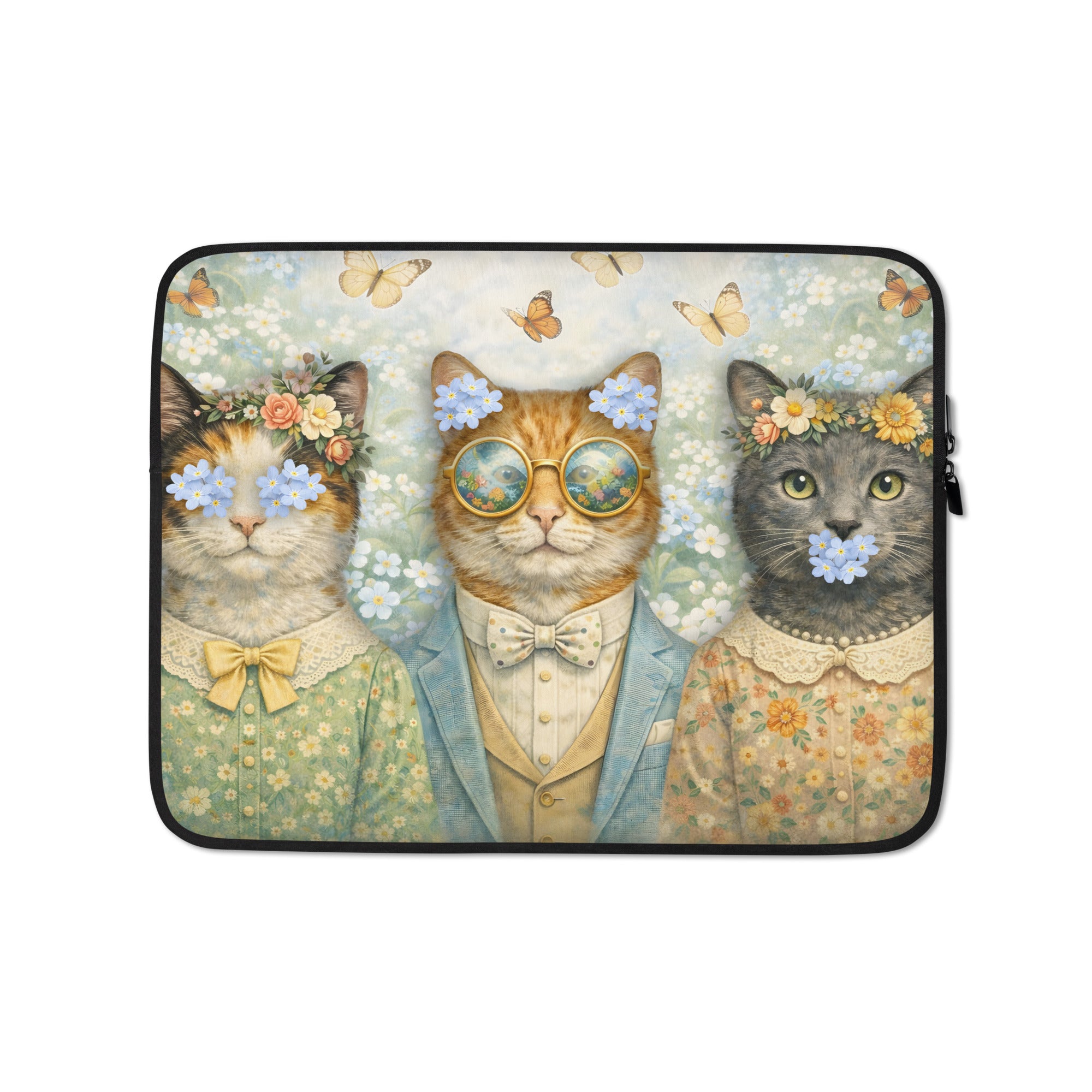 CUSTODIA PER LAPTOP O NOTEBOOK CON STAMPA GATTI E FIORI