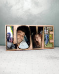 Cornice fotografica personalizzata in legno di pioppo e plexiglass con scritta LOVE e foto stampate su carta fotografica